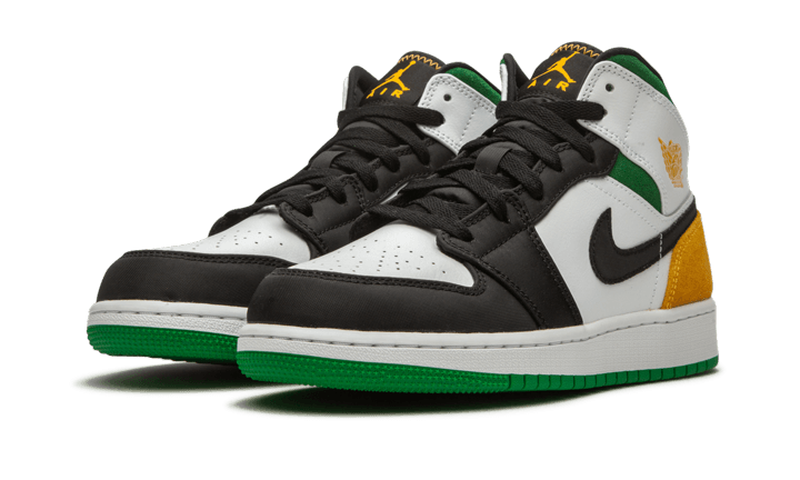 Air Jordan 1 Mid Se White Laser Orange Lucky Green