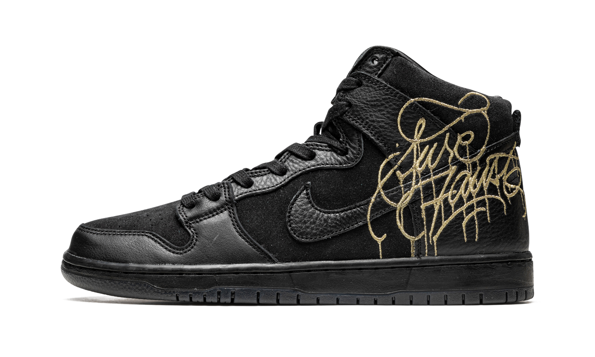 FAUST x Nike SB Dunk High 'Black and Metallic Gold' 1