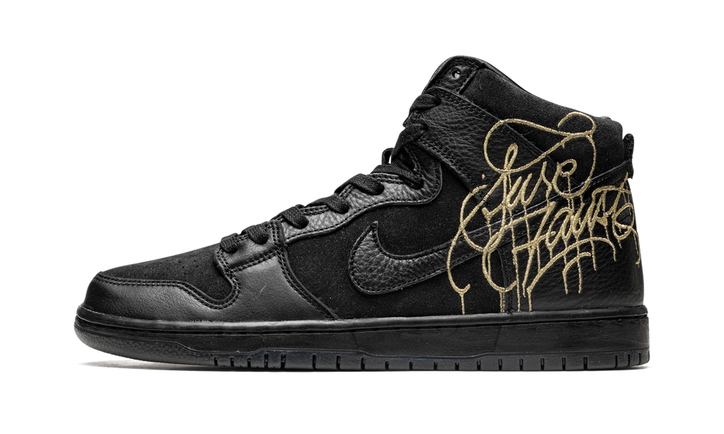 FAUST x Nike SB Dunk High 'Black and Metallic Gold' 2