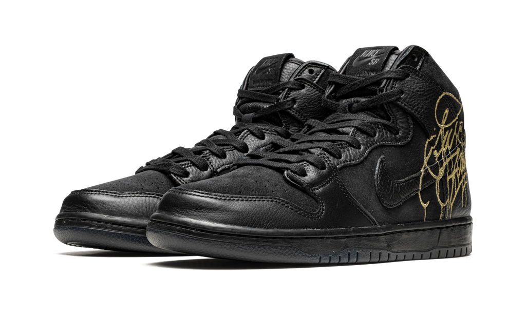 FAUST x Nike SB Dunk High 'Black and Metallic Gold' 3