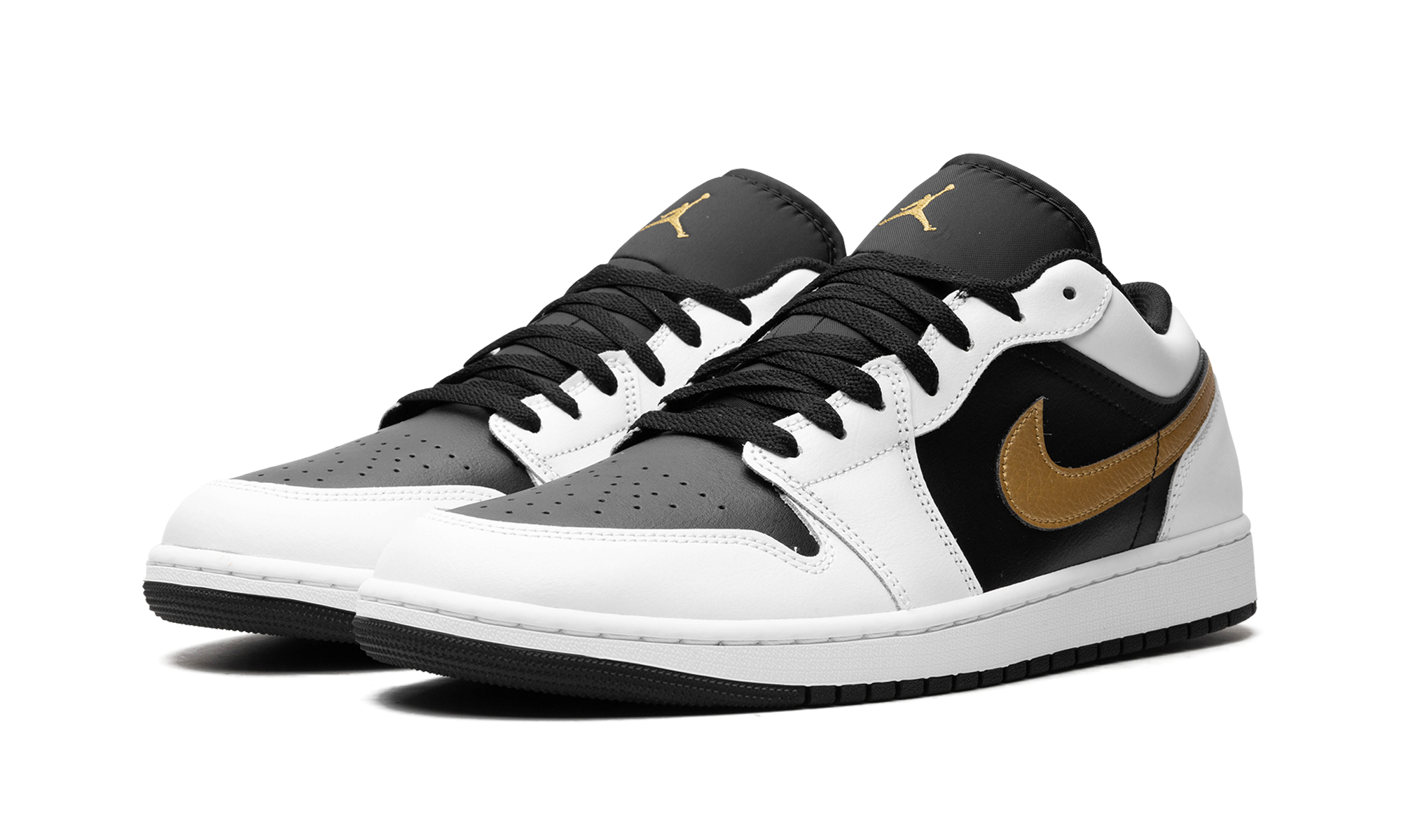 Jordan 1 Low White Black Metallic Gold Swoosh 3