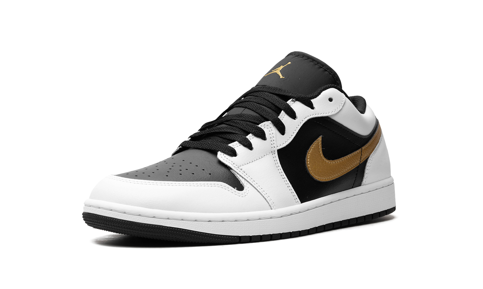 Jordan 1 Low White Black Metallic Gold Swoosh 5