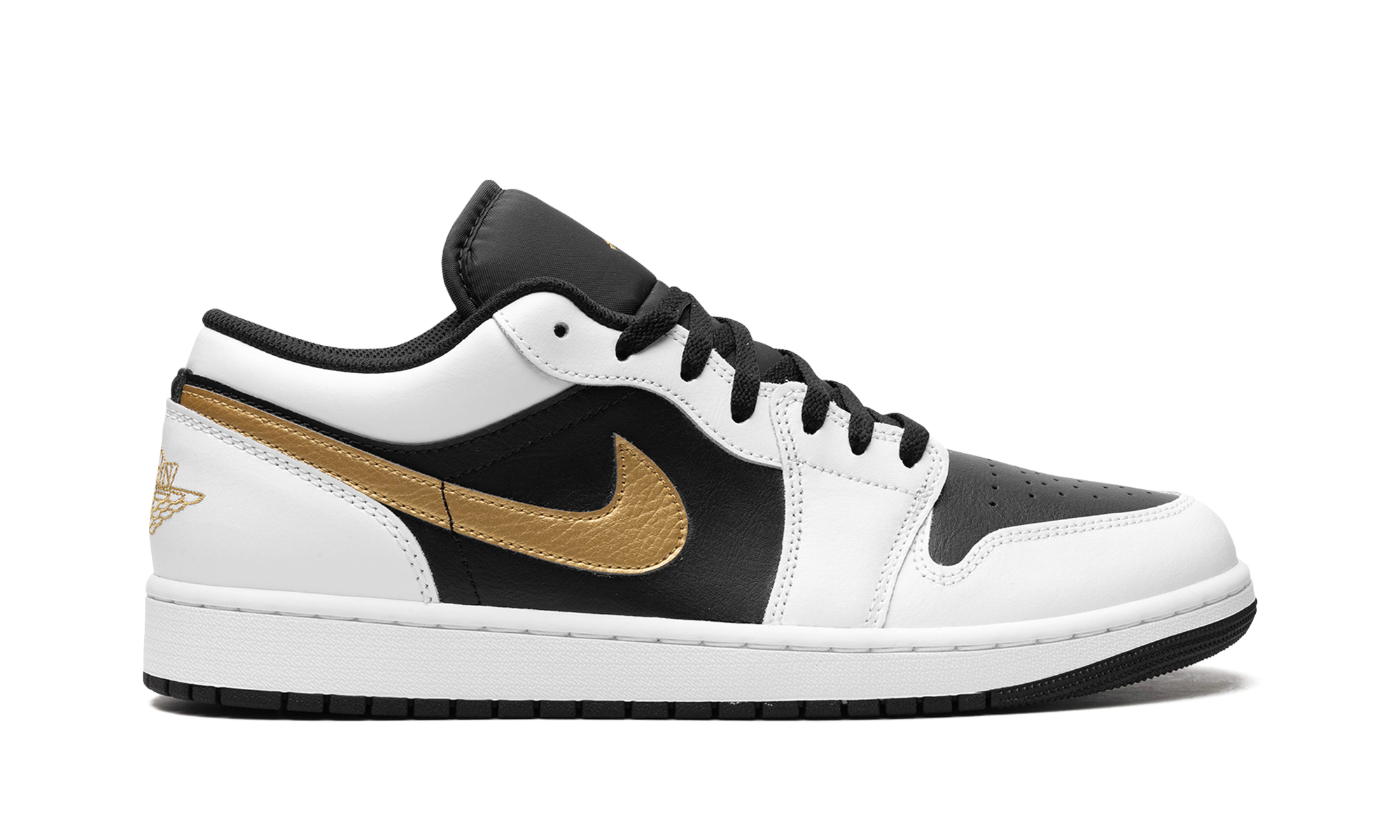 Jordan 1 Low White Black Metallic Gold Swoosh 7