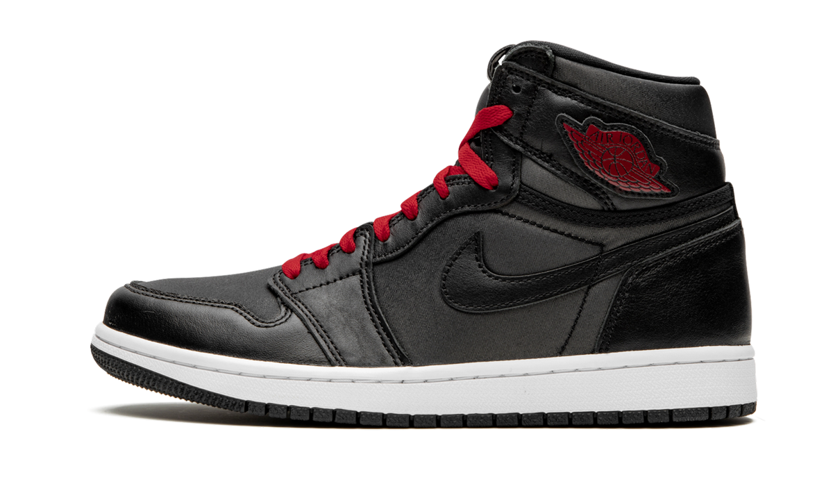 Jordan 1 Retro High Black Satin Gym Red 1