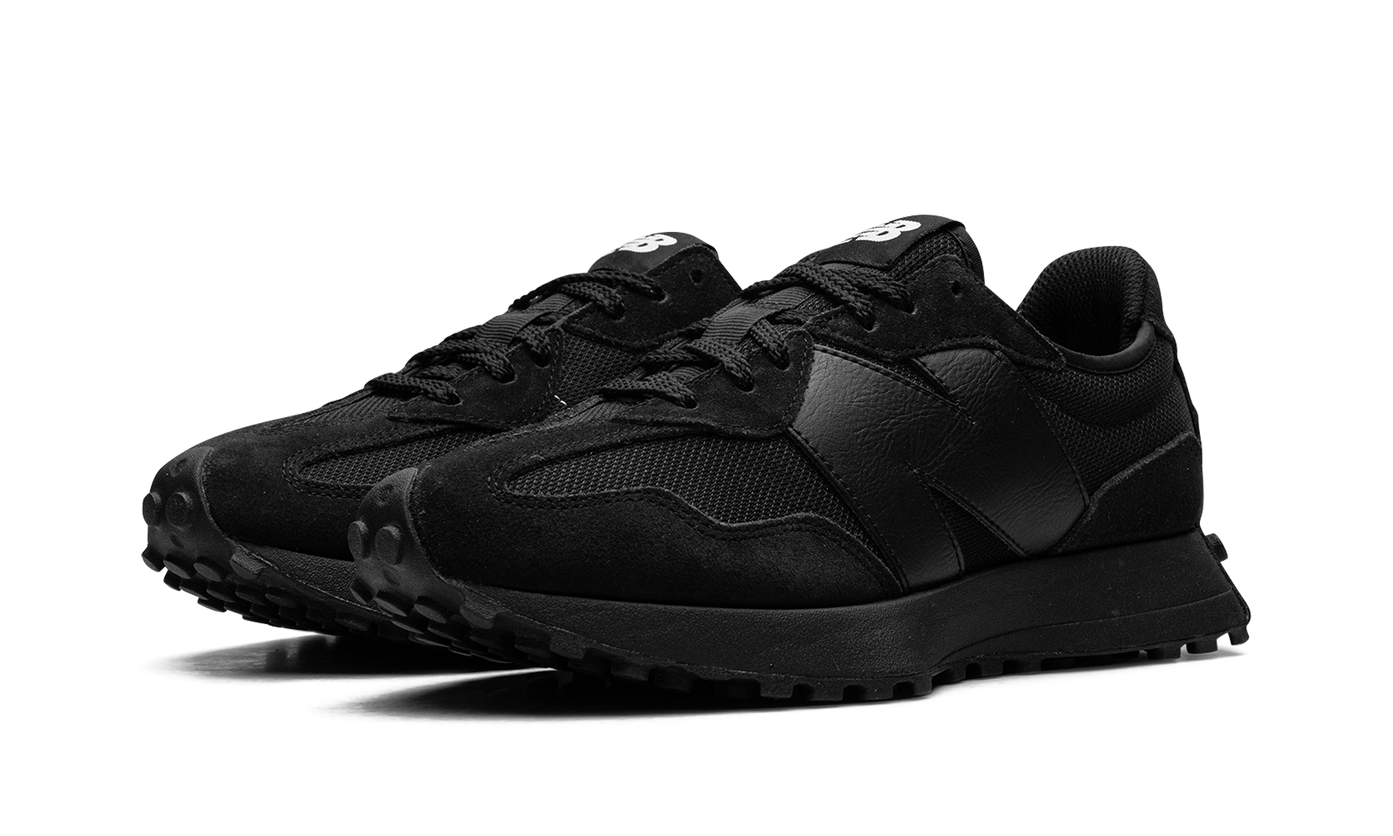 New Balance 327 Black White Tongue Logo 3
