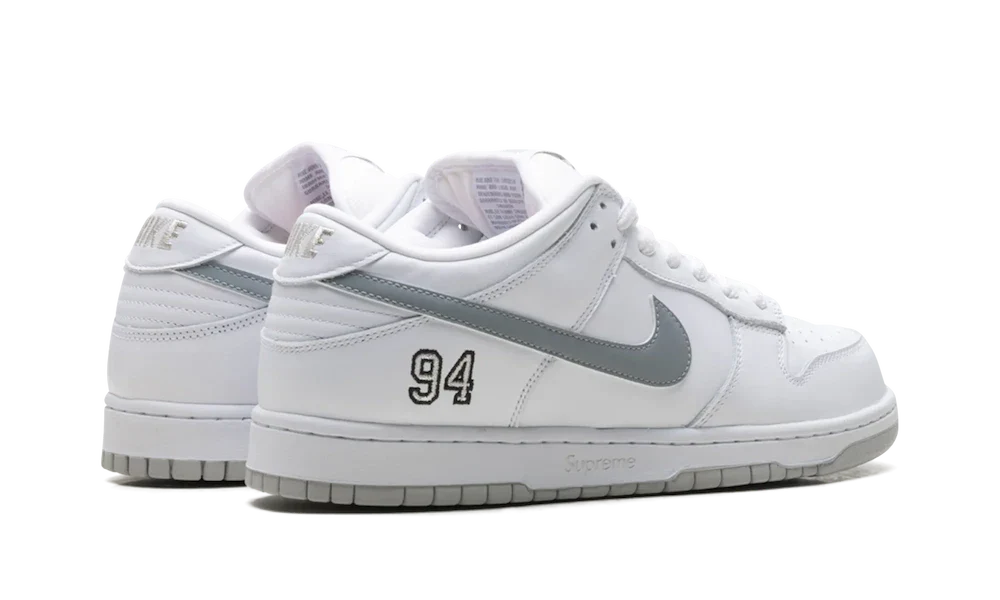Nike SB Dunk Low Supreme White Metallic Silver 3