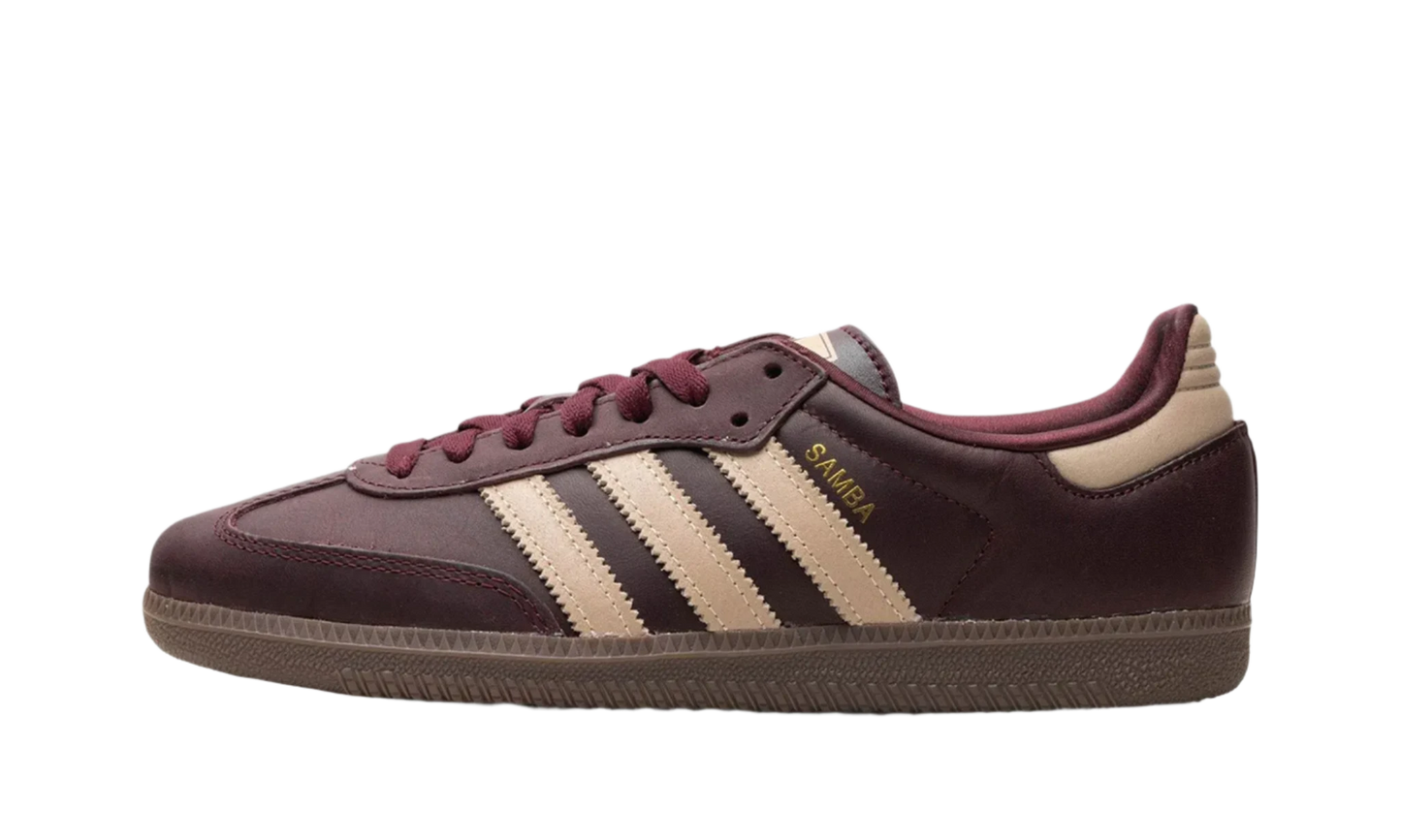 Adidas Samba Maroon Crystal Sand Bordo Dourado