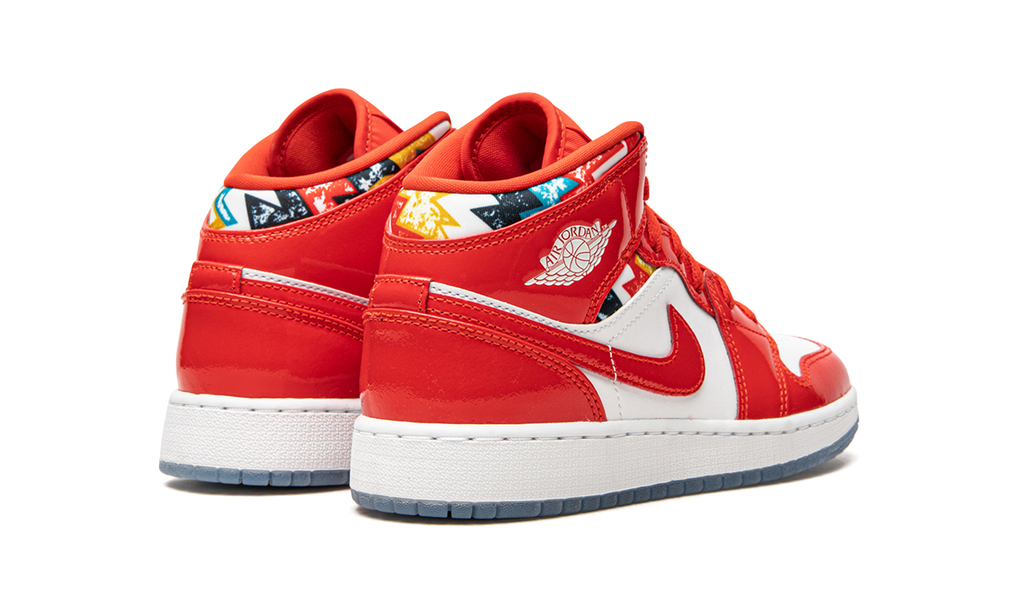 Air Jordan 1 Mid Barcelona Sweater Red Patent (GS) 4