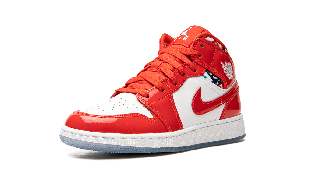 Air Jordan 1 Mid Barcelona Sweater Red Patent (GS) 5
