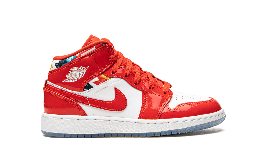 Air Jordan 1 Mid Barcelona Sweater Red Patent (GS) 7