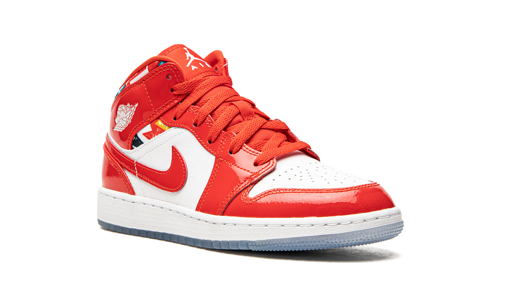 Air Jordan 1 Mid Barcelona Sweater Red Patent (GS) 8