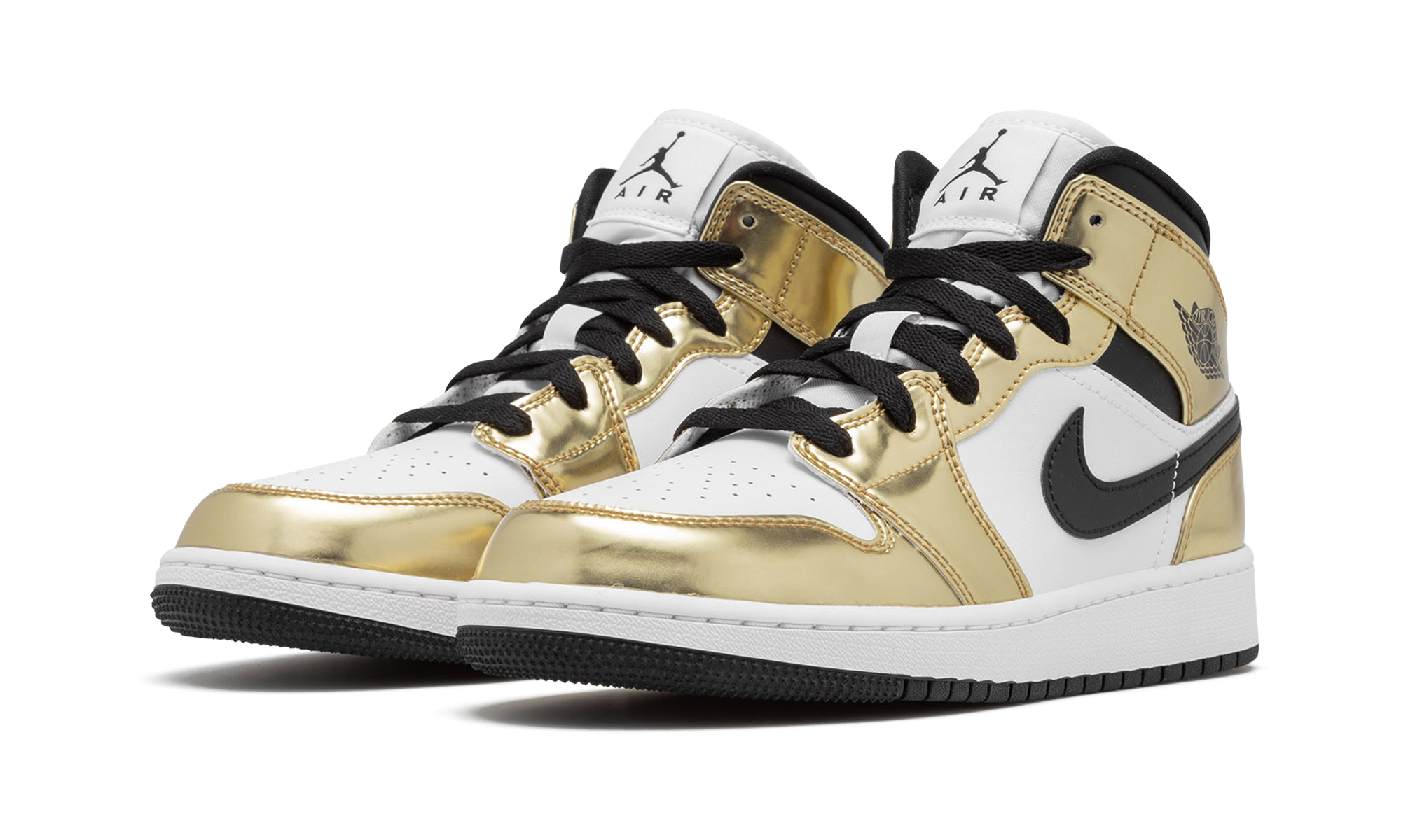 Air Jordan 1 Mid Metallic Gold Black White (GS) 3