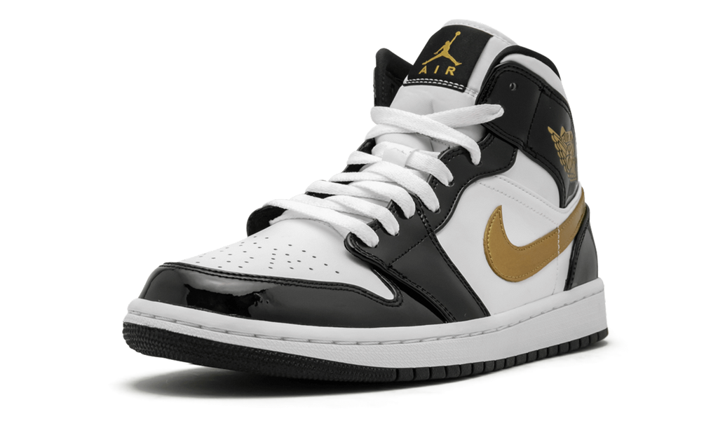 Air Jordan 1 Mid SE Black Gold Patent Leather 5
